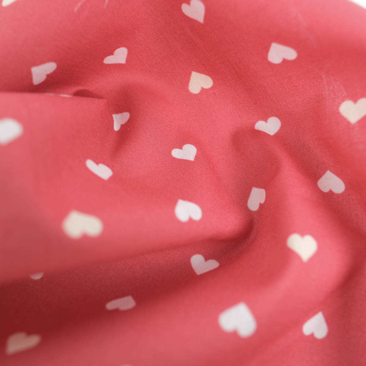 Popeline de Coton Imprimée MultiCoeur Vieux Rose - Maison Klem